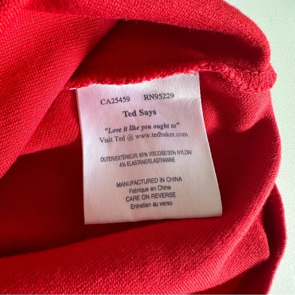 TED BAKER London Y2K Ruffle Sleeveless Blouse Size 2 Red Stretch Scoop Neck - Picture 4 of 9